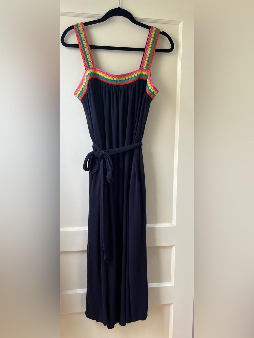 Boden Crochet Trim Navy Maxi Dress
